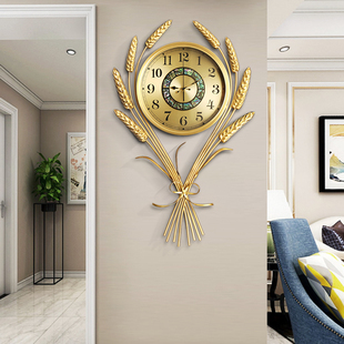 纯铜挂钟轻奢客厅家用创意钟表餐厅装 石英 饰时钟新中式 20V22新款