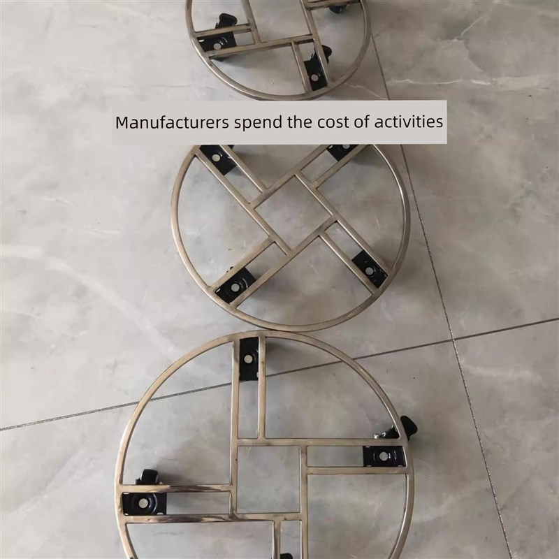 不锈钢新花架盆景架基础万能轮大花盆圆形移动底盘托盘龟车