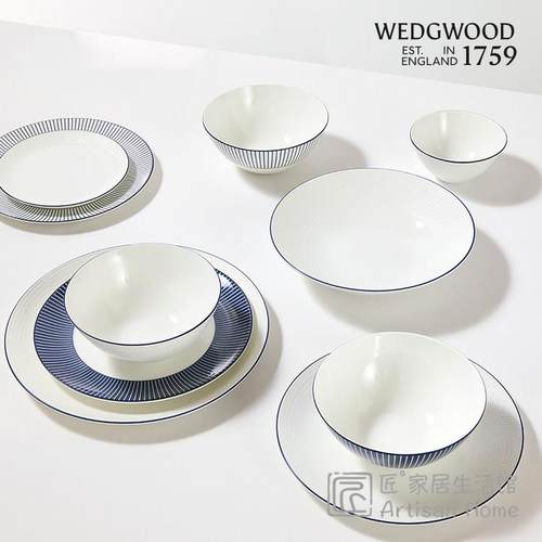 【咨咨询折扣】WEDGWOOD威基伍德蓝调几何面面碗餐盘两人食骨瓷餐