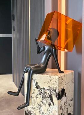 思想牢笼坐姿人物雕塑现代艺术装饰客厅玄关书房样板间售楼处摆件