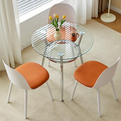 玻璃圆桌钢化玻璃桌家用玻璃餐桌阳台桌子洽谈桌椅组合玻璃小圆桌