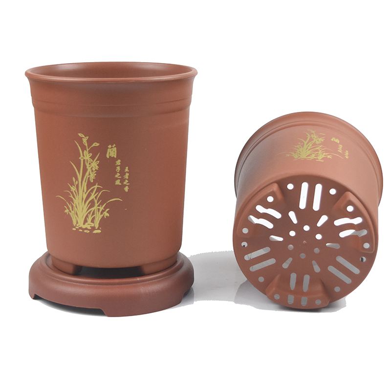 中矮款高档兰花盆塑料仿陶瓷兰花专用盆室内简约.桌面兰草盆