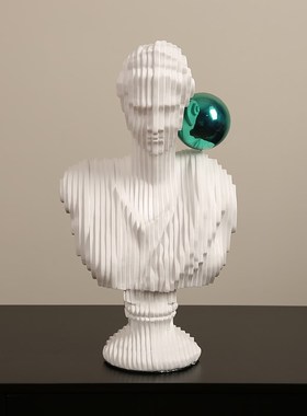 现代轻奢吹泡泡少女雕塑摆件极简人物雕像客厅电视柜艺术装饰送礼