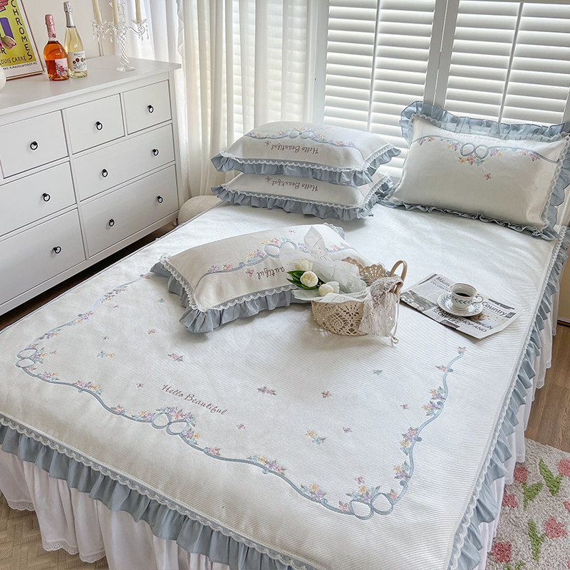 小清新公主风床裙款夏季空调凉席冰丝席可水洗单双人席子1.5m1.8m