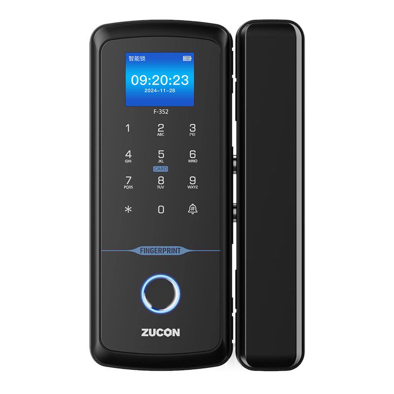 F352办公室玻璃门指纹锁密码锁免打孔商铺智能电子锁WIFI远程解锁