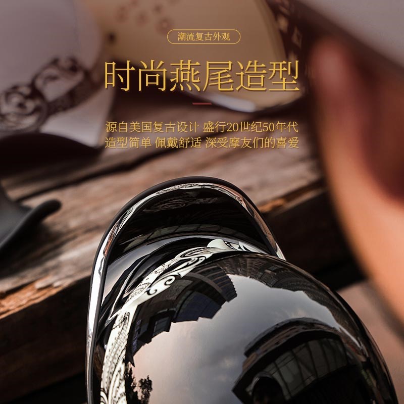 比斯力复古头盔机车瓢盔可外穿哈雷半盔男L半盔女复古非摩托车四