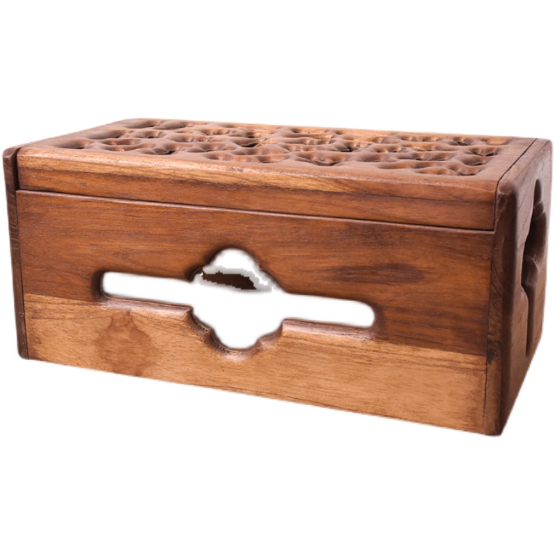 泰国进口实木集线盒电源线整理盒客厅插线板插排插座收纳盒集线器