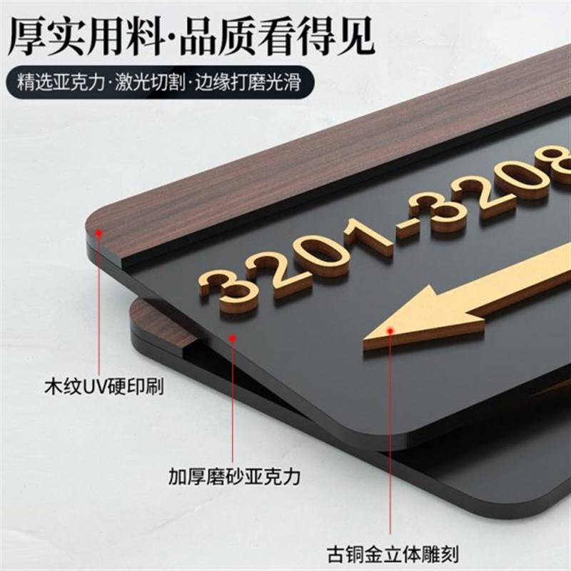 厂促亚克力楼层标识牌创意酒店门牌导向牌立体数字号码标牌轻奢指