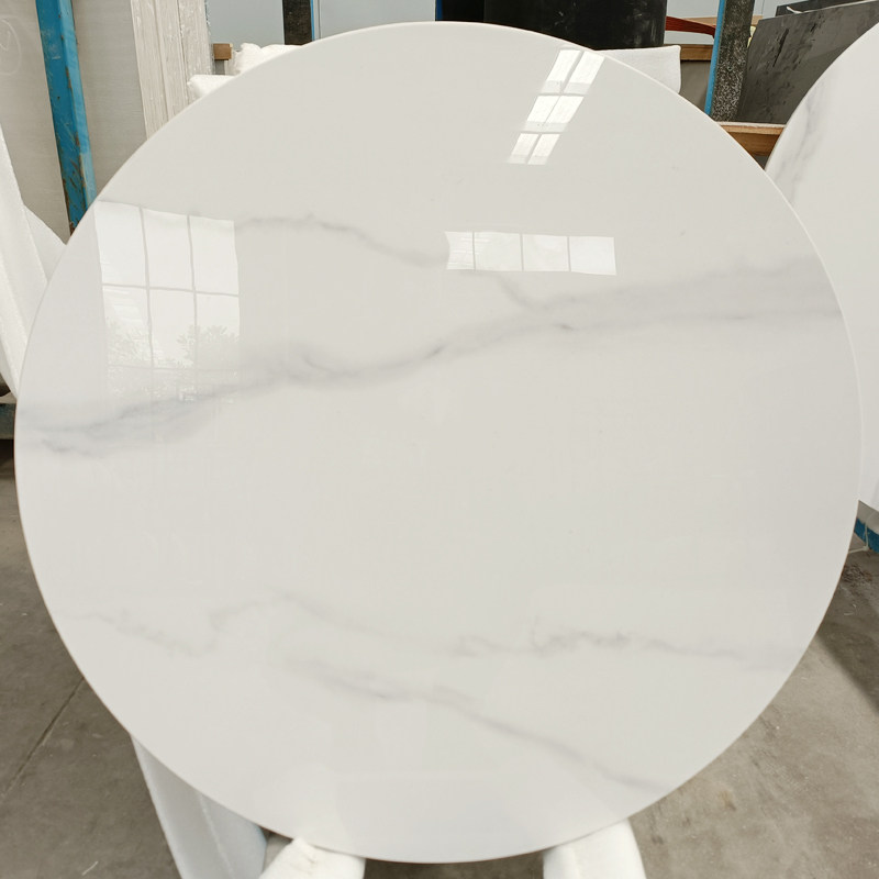 岩板定制圆形餐桌定制简约现代转盘圆桌茶几大理石台面定做桌面板