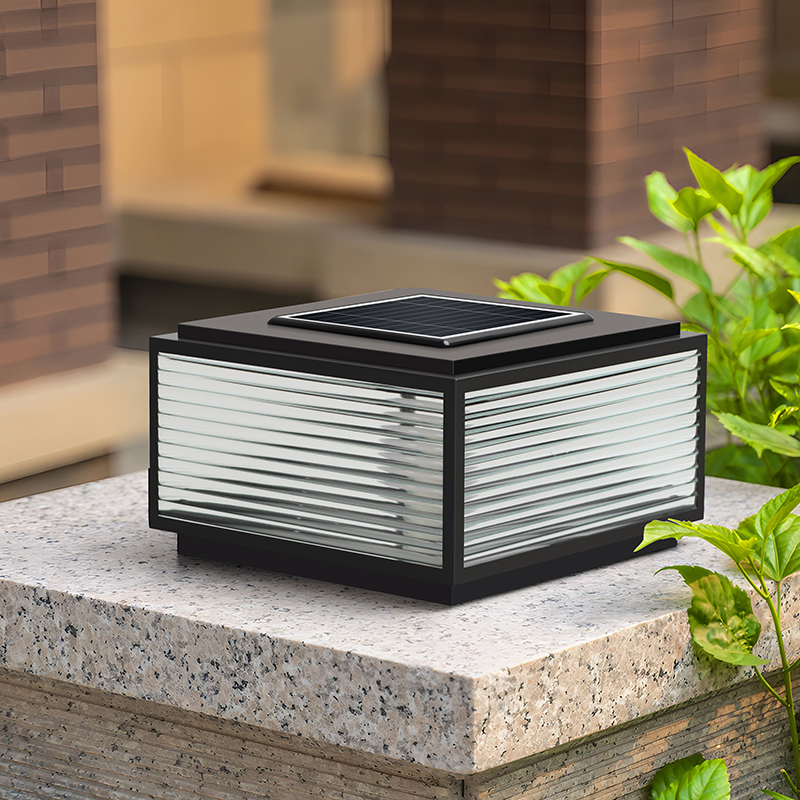 太阳能柱头c灯庭院灯简约现代别墅围墙室外大门户外玻璃防水柱子