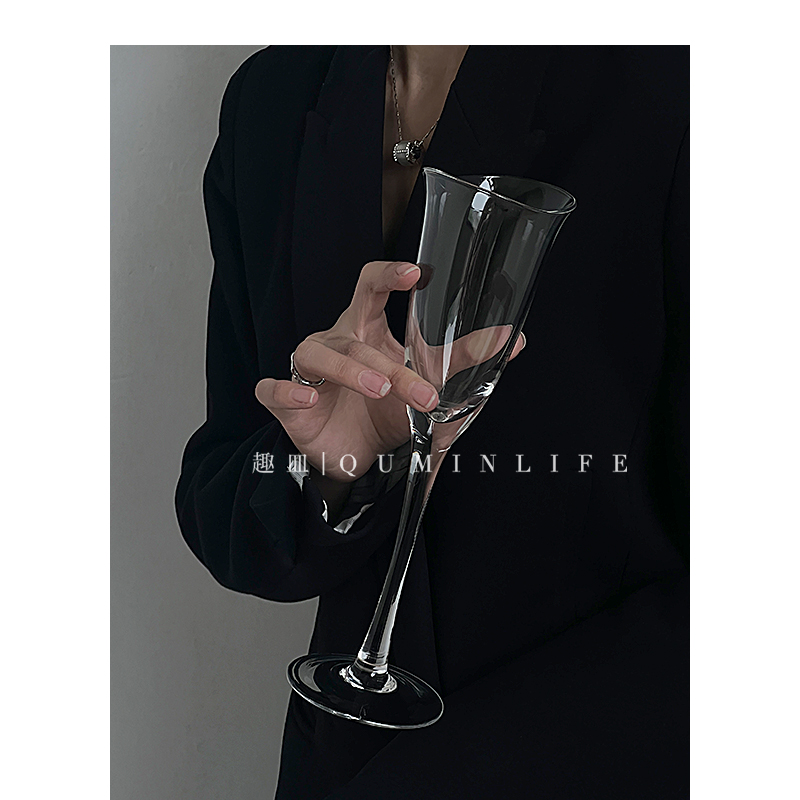Qumin 春日素语 杨柳依依 喇叭形轻奢红酒杯葡T萄酒高脚杯红酒杯