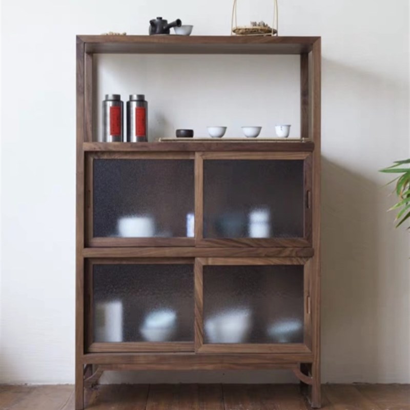 榆木边柜苍山雪茶桌展厅搭配款同款