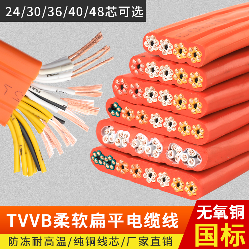 电梯随行扁平电缆TVVB21 24 30 36 40 42 48 60芯天车行车扁电缆