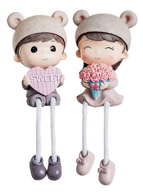 北欧ins创意可爱m少女心客厅装饰品玄关置物架吊脚娃娃桌面小摆件