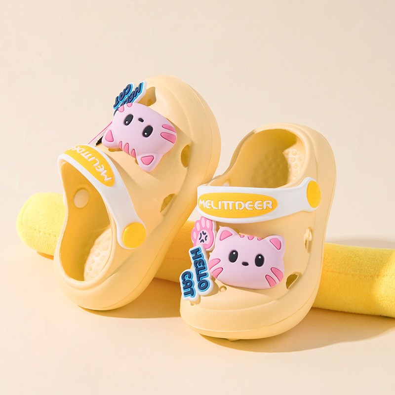 儿童多标洞洞鞋女童宝宝可爱猫咪卡通童凉鞋夏T透气耐磨童拖鞋