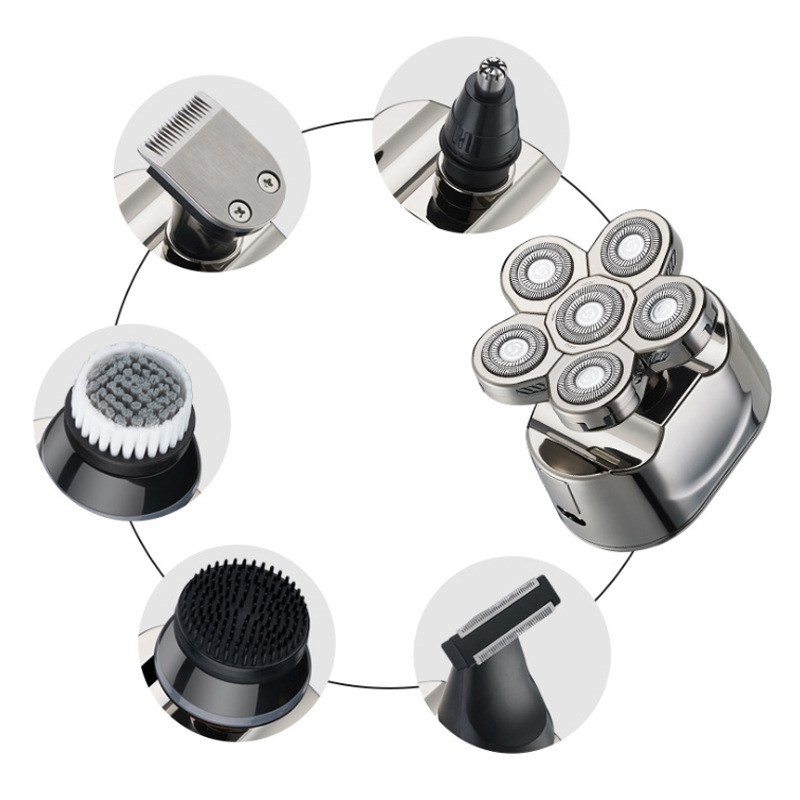 跨境新款剃光头理发智能男士刮z光头七刀头电动剃须刀充电式刮胡