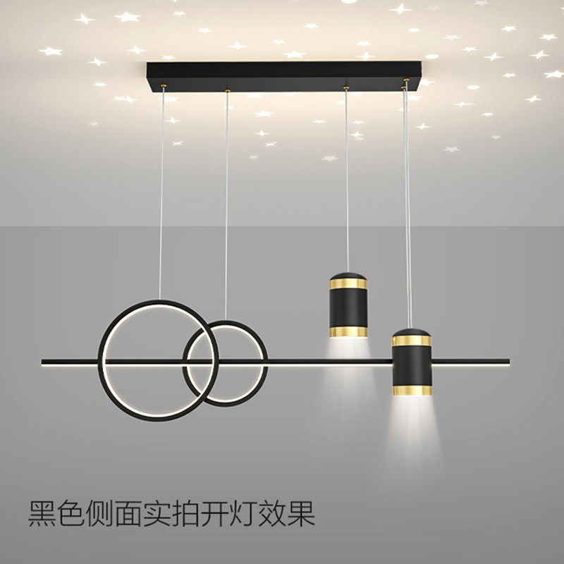 抖音星空餐厅吊灯轻奢餐桌网红智能语音控制星空R投影长条一字吊