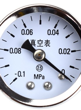真空负压压力表Y-40Z -0.1MPa 1L分银白色气压表外壳铁镀铬