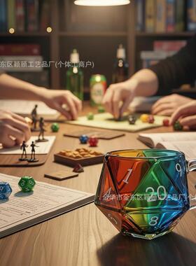 跨境Dungeons & Dragons D20 Dice Mug龙与地下城D20骰子杯马克杯