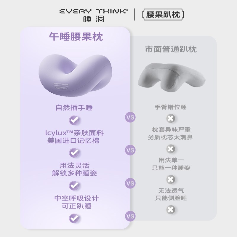 EYIK睡洞小学生腰果枕儿童午休枕趴睡神器办公室抱枕午睡枕