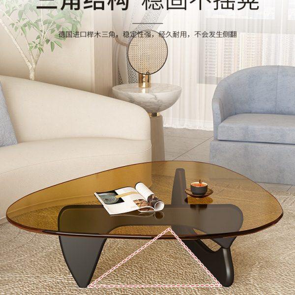 现代简约客厅三角玻璃茶几角桌野口勇创意圆形茶桌小户型透明边几,住宅家具,茶几,淘宝优惠券,粉丝福利购,淘宝优惠卷