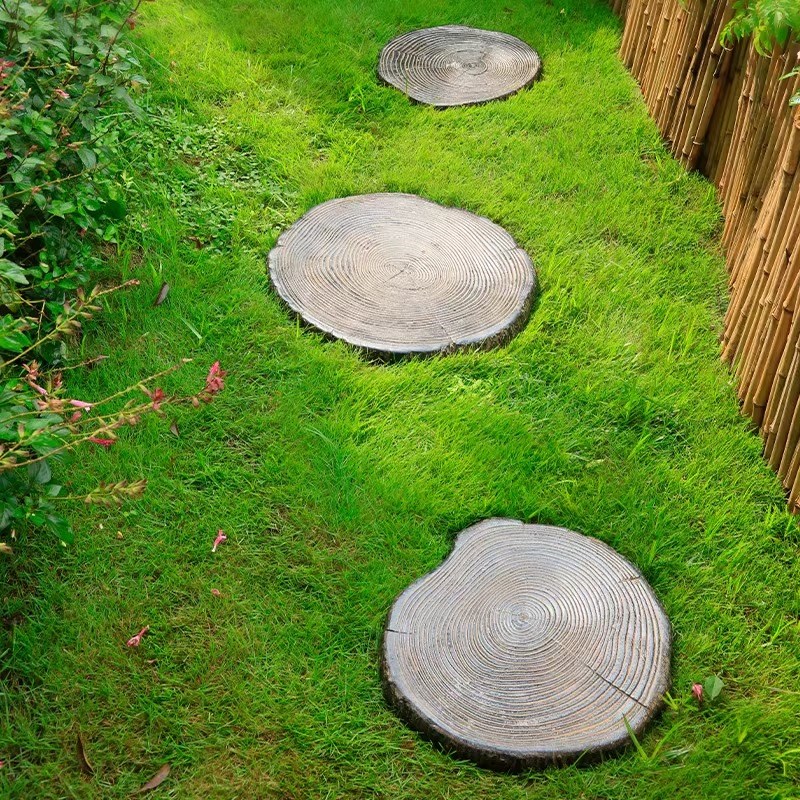 户外圆形木纹脚踏石新中式民宿A庭院花园院子装饰造景踏步石汀步