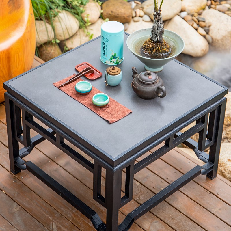 茶几鱼置物方形侧边架奇花架花架盆景摆件石头铝S材桌角展示架几