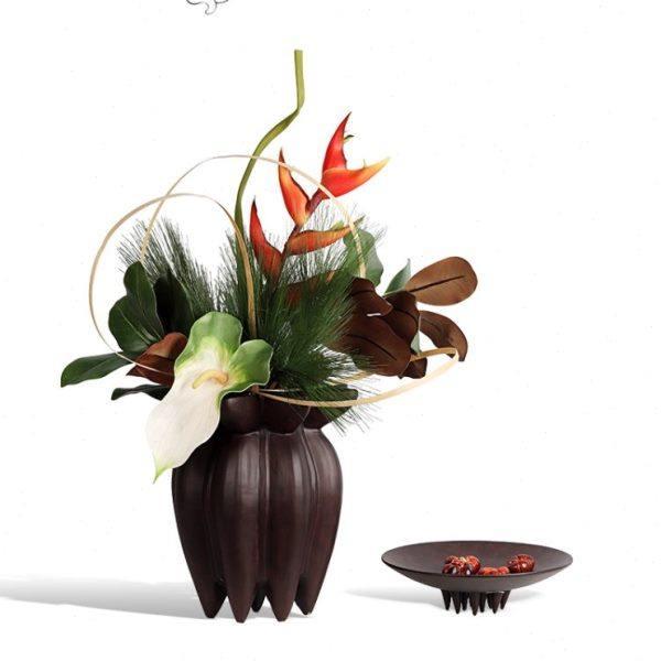 现代侘寂风棕色高脚陶瓷花瓶售楼处酒店大堂玄关艺术花器插花花艺,家居饰品,花瓶,淘宝优惠券,粉丝福利购,淘宝优惠卷