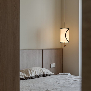 旭呈新款法式复古卧室床头小吊灯主卧奶油中古风床头灯玄关吊线灯