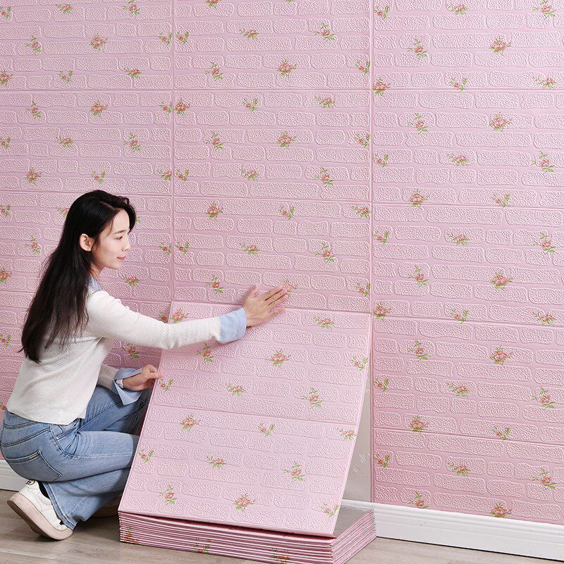 墙纸自粘防水防潮墙壁装饰遮丑出租屋房间贴纸3d立体墙贴防撞壁纸