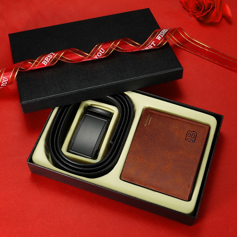 【礼盒套c装】男士皮带钱包组合套装自动扣裤腰带钱包高档礼盒礼