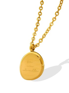 欧美ins中性风不规则椭圆字母吊坠项链女 钛钢镀18K金锁骨Y链 P57