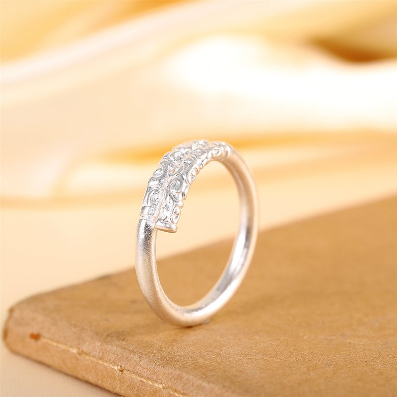 时尚国潮足银o9999描金如意金箍棒戒指开口女士网红款戒子