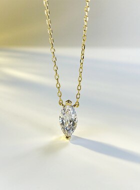 珠宝 2023新款S925银马眼钻项链J女高碳钻橄榄型钻叠戴锁骨链