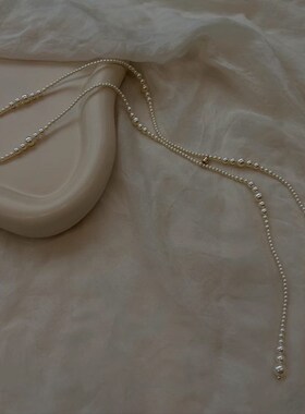 磁铁扣玻璃珍珠j一款多戴叠戴项链长款渐变珍珠毛衣链女新中式项