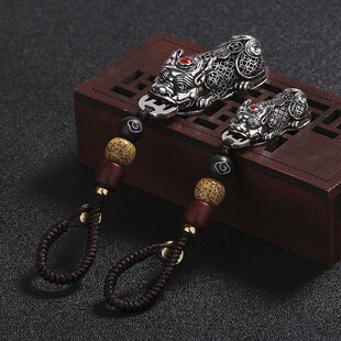 复古S990貔貅钥匙扣个t性镂空霸气时尚 潮男创意男女泰银潮汽车挂