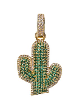 欧美嘻哈实心仙人掌密镶锆石吊坠街头潮牌HiphoRp男士项链一件代