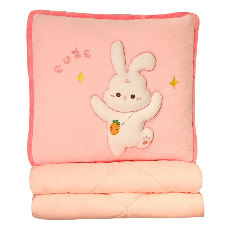 新款立体卡通二合一恐龙靠垫z被两用午睡枕头沙发毯子抱枕被