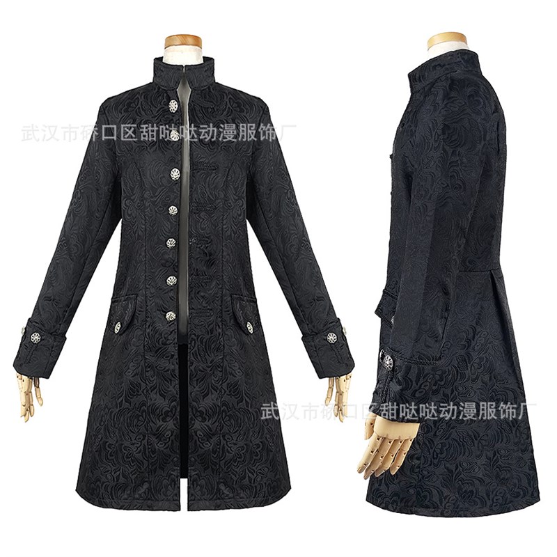 欧美男装COS服中世纪男外套夹克风衣中长款复古Z万圣节服装