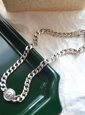 韩版冷淡风个性笑脸项链女复古A重工时尚锁骨链朋克嘻哈蹦迪毛衣