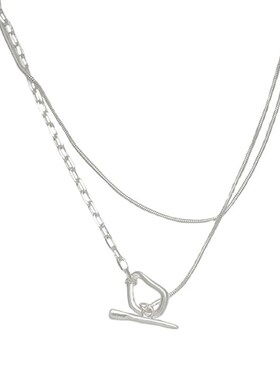 简约冷淡风OT扣项链女个性一字棍z百搭时尚S925银锁骨链ins颈链潮