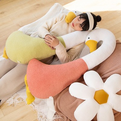 可爱拼接大白鹅公仔床上夹腿枕头睡觉沙发靠O枕靠垫女生礼物