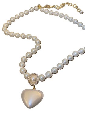 镶钻珍珠爱心i项链时尚款颈链女新款潮小众高级感配饰品