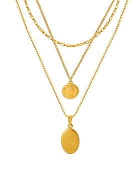 时尚潮酷嘻哈项链双层链条女王人像圆牌椭圆吊坠项链跨Z境热销首