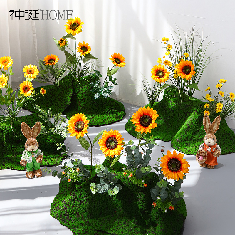向日葵仿真花植物软装造景大型绿植假花户外餐厅装饰摆设花艺摆件