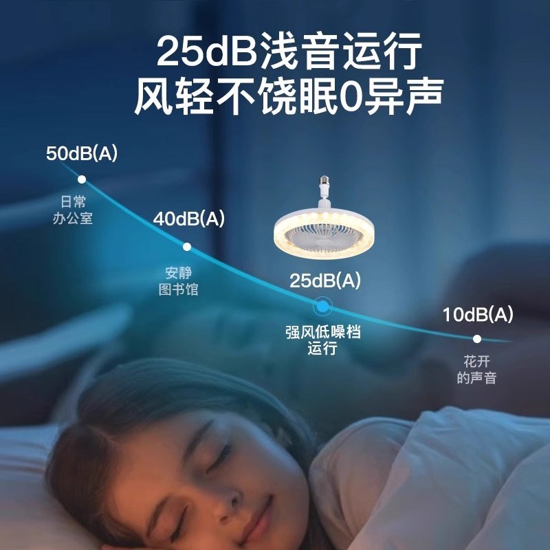 E27螺口万向水晶风扇灯风扇吊灯一体智能M遥控水晶灯家用卧室厨房