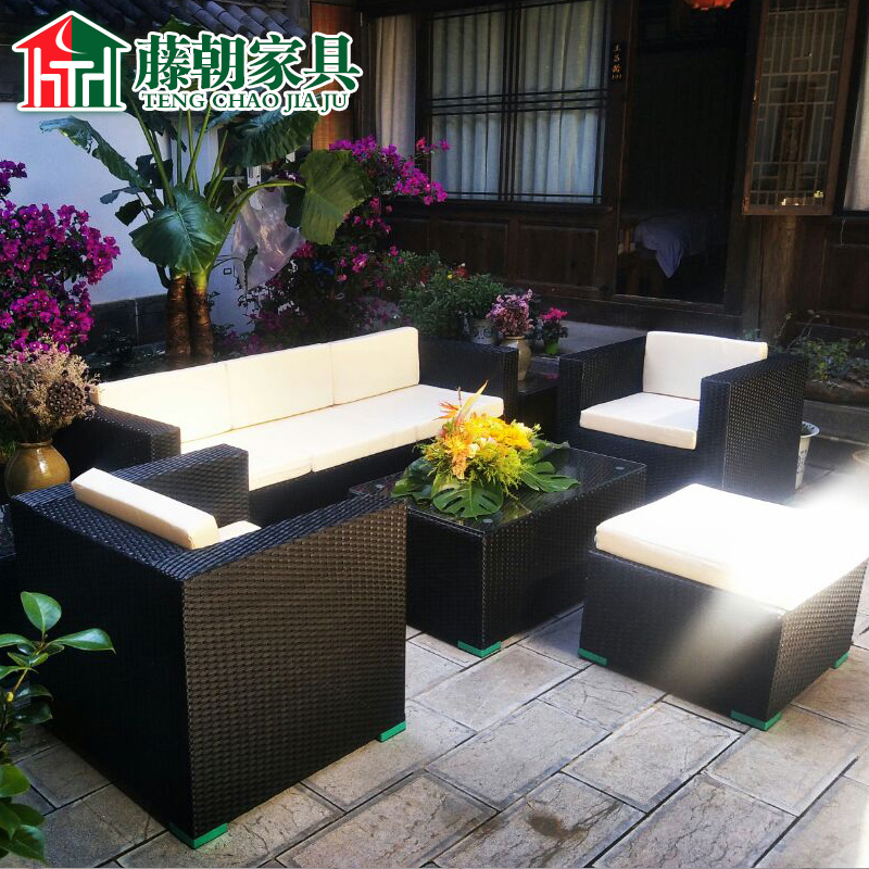 户外休闲沙发组合庭院露台酒店客厅花园会客家具天台室外藤编沙发