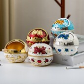 创意个性 金属烟灰缸家用茶几防风防摔带盖办公室大小号烟缸 欧式