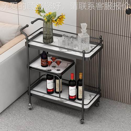 北欧艺餐车料酒店送菜车美容店移dx动铁收纳商用小推车蛋糕饮推手