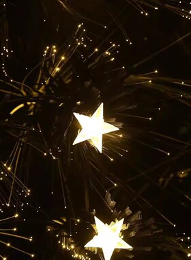 黑色光纤圣诞树60-300cwm仿真星星款暖白七彩灯效旋转功能圣诞套